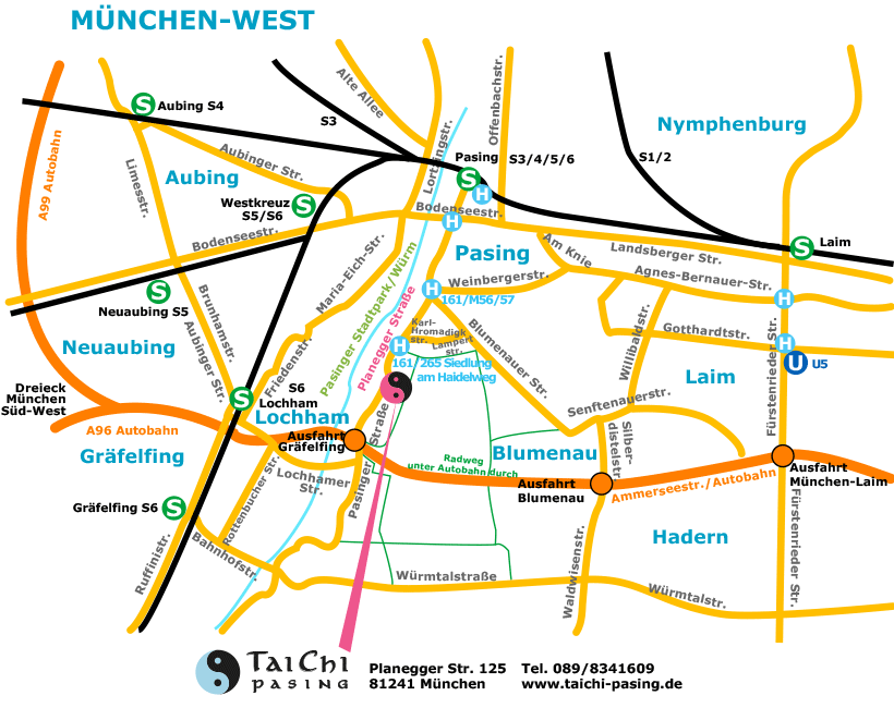 Lageplan/Wege - Tai-Chi Chuang Schule M&uuml;nchen-Pasing